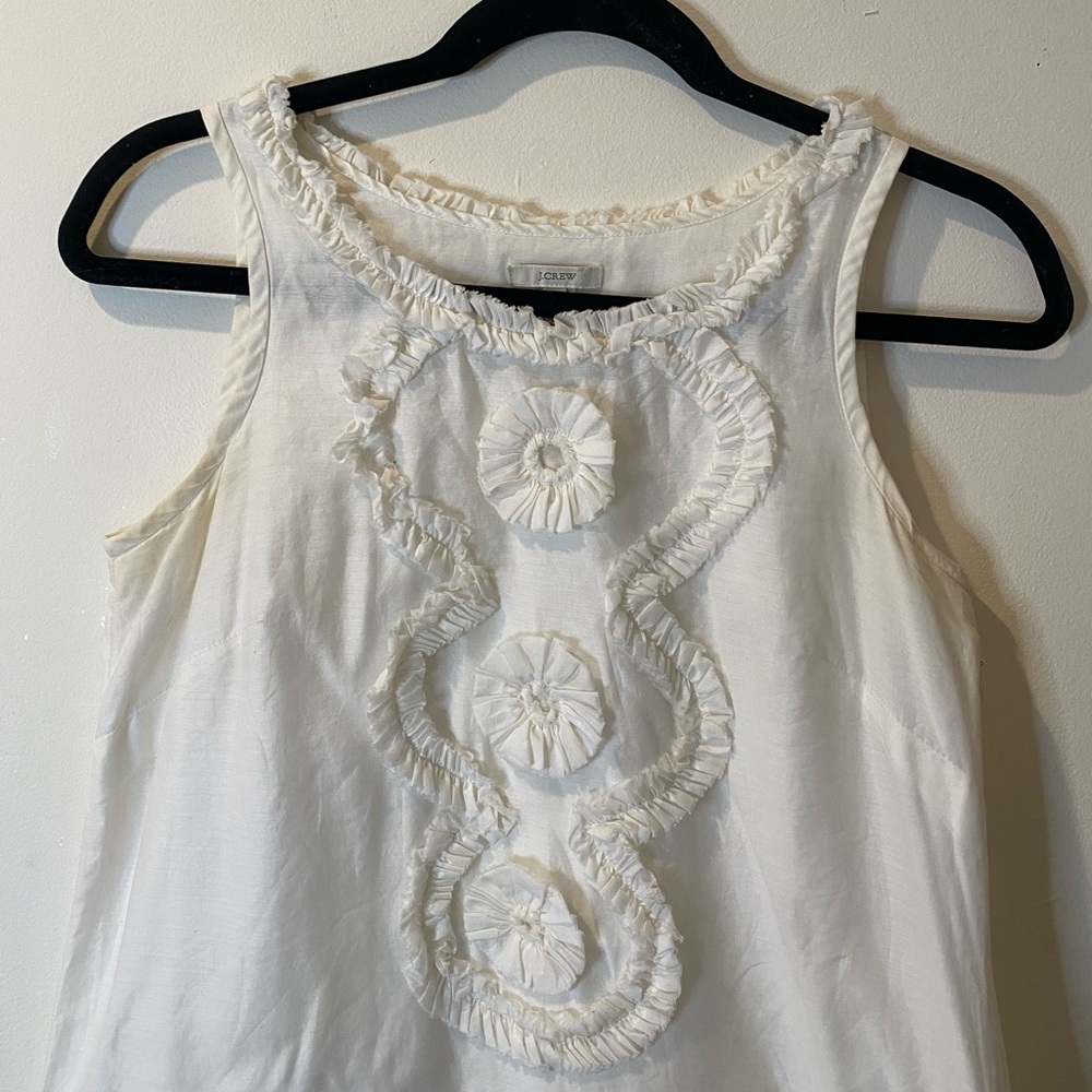 J. Crew linen white ruffle tank top sz 0